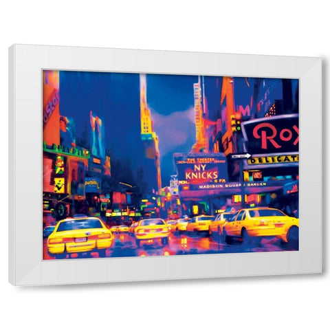 Times Square White Modern Wood Framed Art Print by Unknown