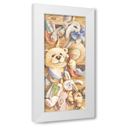 Teddy Bear Panel I White Modern Wood Framed Art Print by Unknown