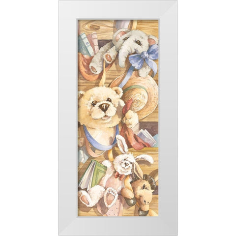 Teddy Bear Panel I White Modern Wood Framed Art Print by Unknown