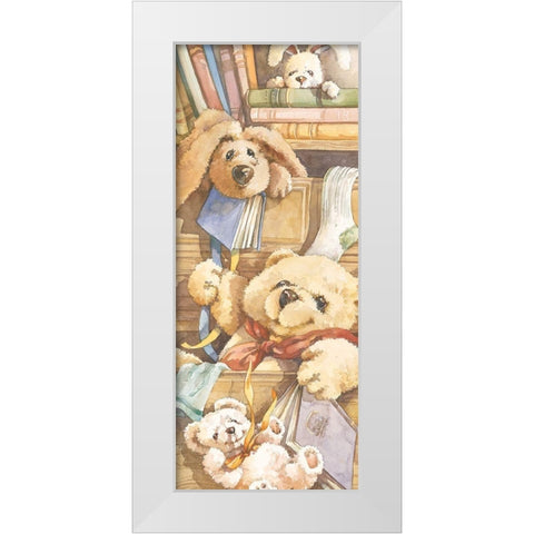 Teddy Bear Panel II White Modern Wood Framed Art Print by Unknown