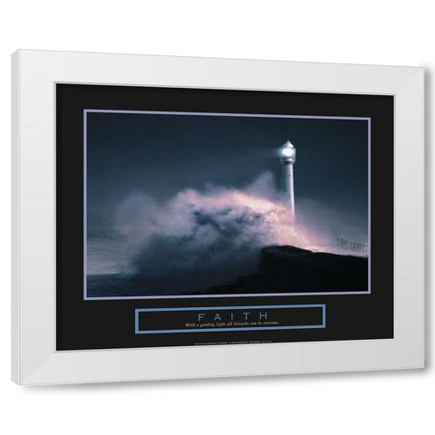 Faith - Lighthouse White Modern Wood Framed Art Print by Unknown