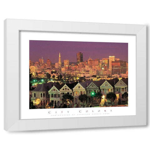 City Landscape White Modern Wood Framed Art Print by Unknown