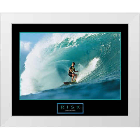 Risk - Surfer White Modern Wood Framed Art Print by Unknown