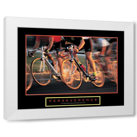 Perseverance - Bike Race White Modern Wood Framed Art Print by Unknown