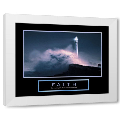 Faith - Lighthouse White Modern Wood Framed Art Print by Unknown