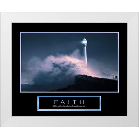 Faith - Lighthouse White Modern Wood Framed Art Print by Unknown