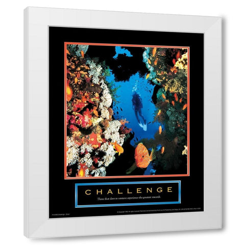 Challenge - Diver White Modern Wood Framed Art Print by Unknown
