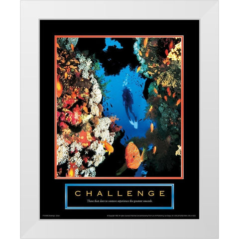 Challenge - Diver White Modern Wood Framed Art Print by Unknown