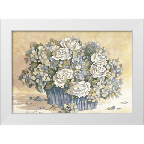 White Rose and Blue Vase White Modern Wood Framed Art Print by Unknown
