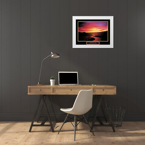 Road Sunset White Modern Wood Framed Art Print by Unknown