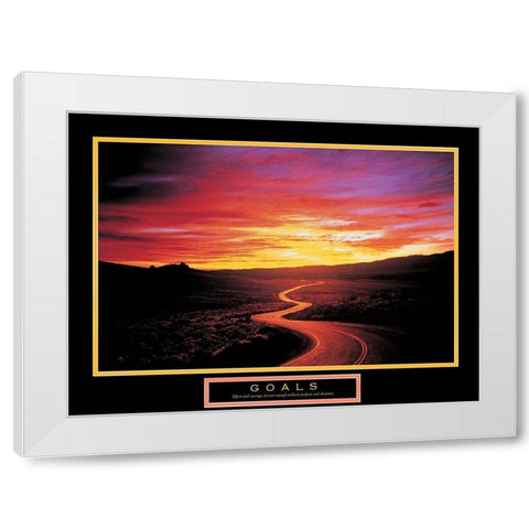 Road Sunset White Modern Wood Framed Art Print by Unknown