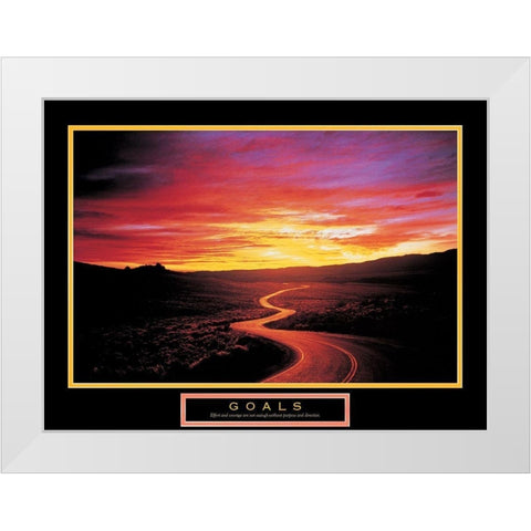 Road Sunset White Modern Wood Framed Art Print by Unknown