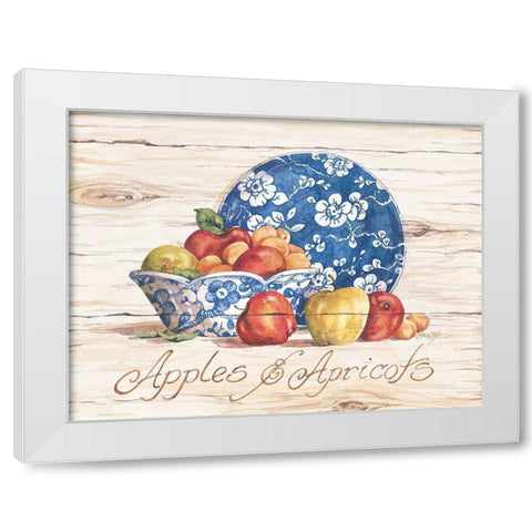 Apples and Apricots White Modern Wood Framed Art Print by Unknown