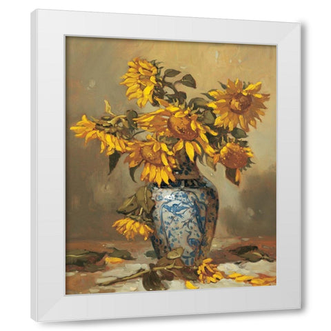 Sunflowers in Vase II White Modern Wood Framed Art Print by Unknown