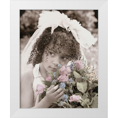 Flower Girl White Modern Wood Framed Art Print by Unknown