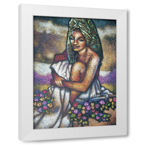Nubian Lady Sitting I White Modern Wood Framed Art Print by Unknown