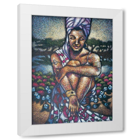 Nubian Lady Sitting II White Modern Wood Framed Art Print by Unknown