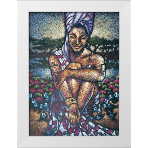 Nubian Lady Sitting II White Modern Wood Framed Art Print by Unknown
