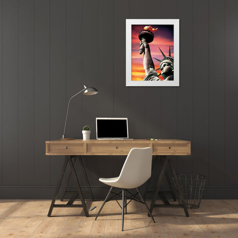 Statue of Liberty White Modern Wood Framed Art Print by Unknown