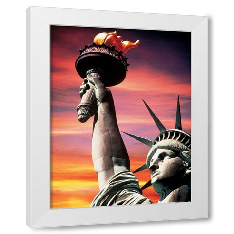 Statue of Liberty White Modern Wood Framed Art Print by Unknown