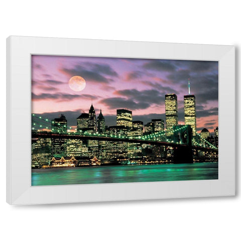 Brooklyn Bridge White Modern Wood Framed Art Print by Unknown