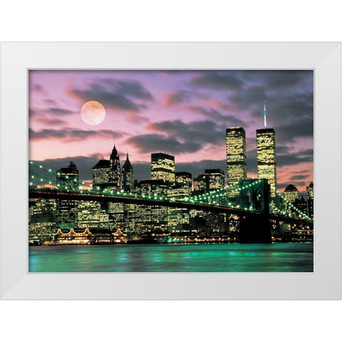 Brooklyn Bridge White Modern Wood Framed Art Print by Unknown