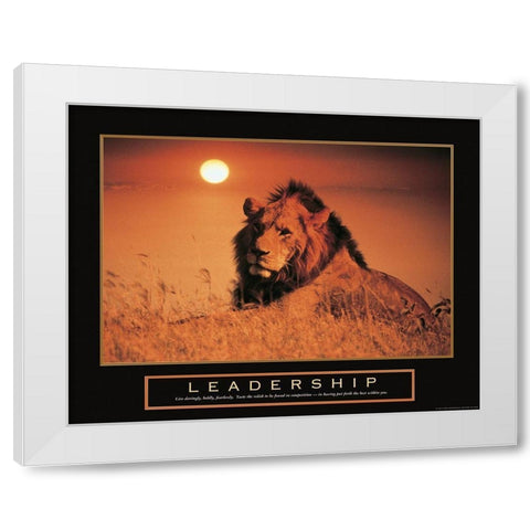 Leadership - Lion White Modern Wood Framed Art Print by Frontline