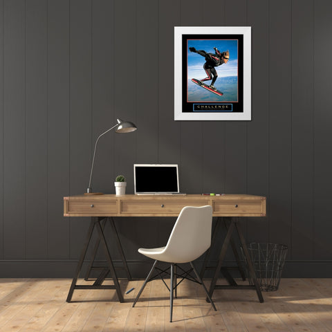 Challenge - Skyboarder White Modern Wood Framed Art Print by Unknown