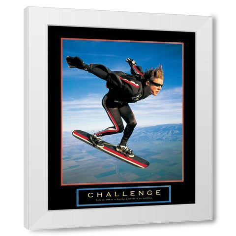 Challenge - Skyboarder White Modern Wood Framed Art Print by Unknown
