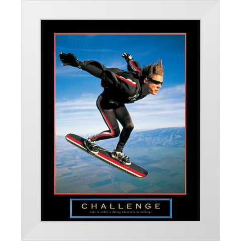 Challenge - Skyboarder White Modern Wood Framed Art Print by Unknown