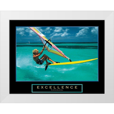 Excellence - Wind Surfer White Modern Wood Framed Art Print by Unknown