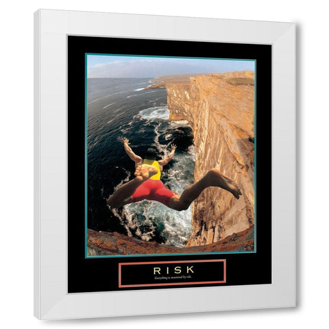 Risk - Cliff Diving White Modern Wood Framed Art Print by Unknown