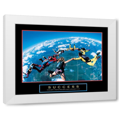 Success - Skydivers White Modern Wood Framed Art Print by Unknown