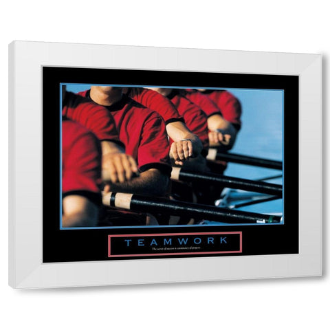 Teamwork - Rowers White Modern Wood Framed Art Print by Unknown