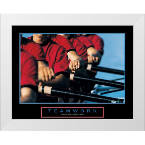 Teamwork - Rowers White Modern Wood Framed Art Print by Unknown