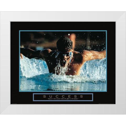 Success - Swimmer White Modern Wood Framed Art Print by Unknown