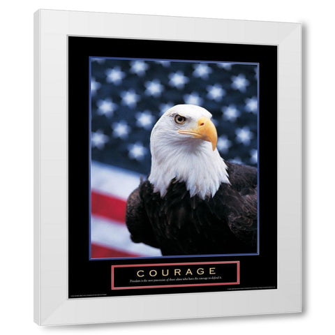 Courage - Eagle and Flag White Modern Wood Framed Art Print by Unknown