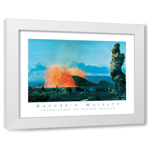Volcano Island White Modern Wood Framed Art Print by Unknown
