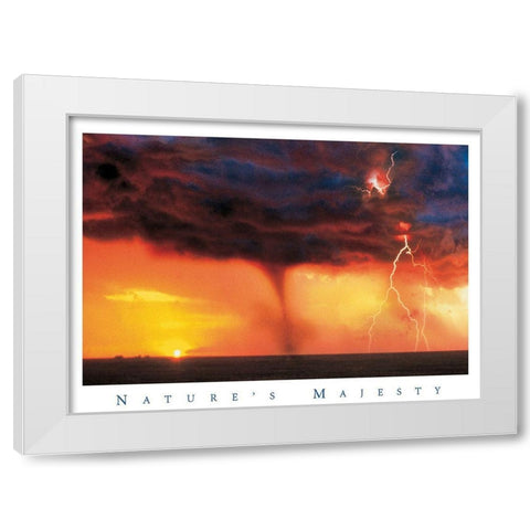 Tornado at Sea White Modern Wood Framed Art Print by Unknown