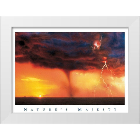 Tornado at Sea White Modern Wood Framed Art Print by Unknown