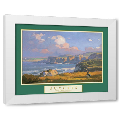 Success - Golf on the Cliffs White Modern Wood Framed Art Print by Unknown