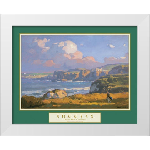 Success - Golf on the Cliffs White Modern Wood Framed Art Print by Unknown