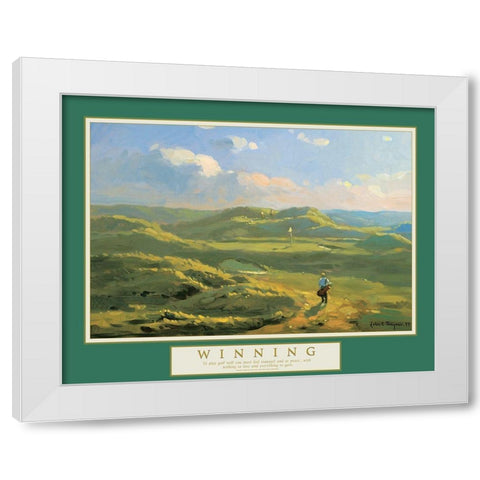 Winning - Golf on the Cliffs White Modern Wood Framed Art Print by Unknown