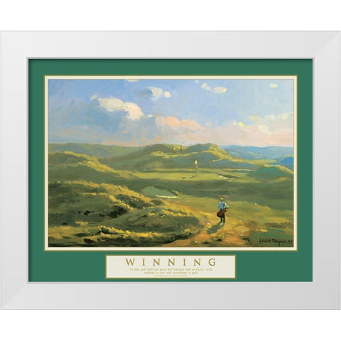 Winning - Golf on the Cliffs White Modern Wood Framed Art Print by Unknown