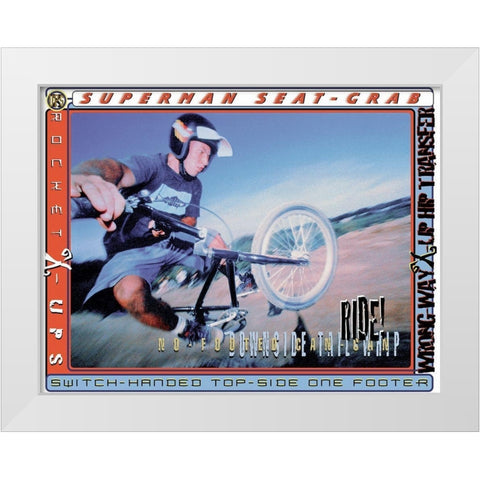 Bike Tricks Extreme White Modern Wood Framed Art Print by Unknown