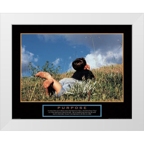 Purpose - Bot in Flowers White Modern Wood Framed Art Print by Unknown