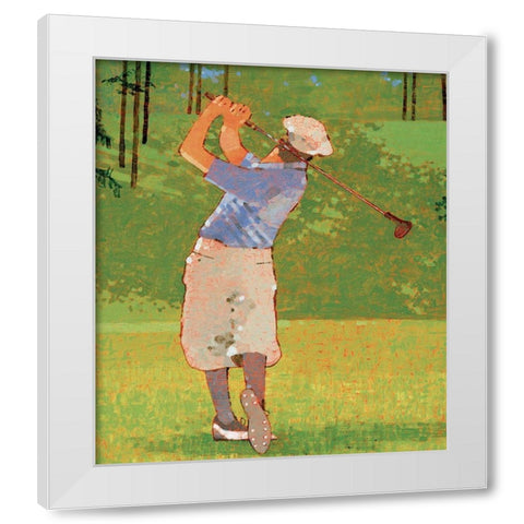 Golf - Drive White Modern Wood Framed Art Print by Unknown