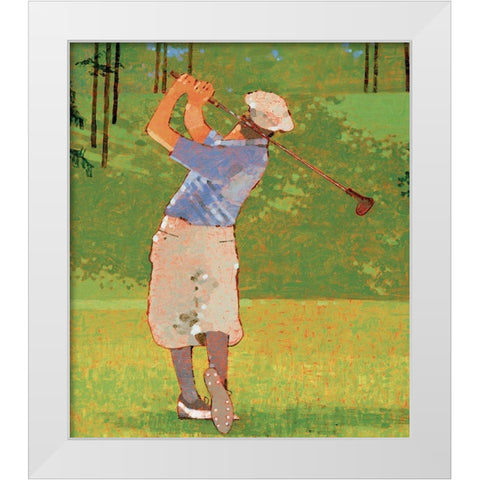 Golf - Drive White Modern Wood Framed Art Print by Unknown