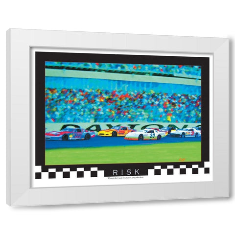 Race Cars White Modern Wood Framed Art Print by Unknown