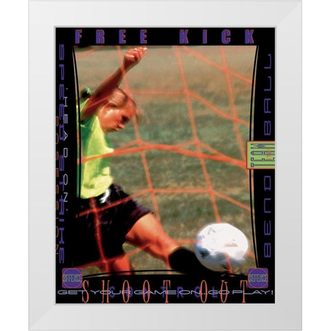 Girl Soccer White Modern Wood Framed Art Print by Unknown